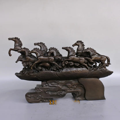 55CM Large--TOP COOL art collection-GOOD LUCK-- home office ROOM Decor -8 Fine horses ART bronze statue sculpture Decoration
