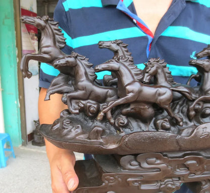 55CM Large--TOP COOL art collection-GOOD LUCK-- home office ROOM Decor -8 Fine horses ART bronze statue sculpture Decoration