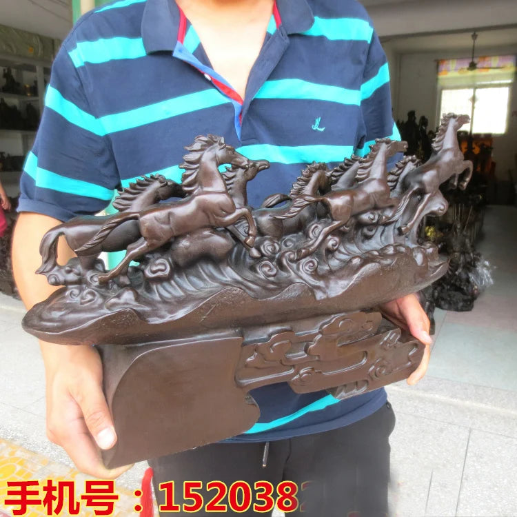 55CM Large--TOP COOL art collection-GOOD LUCK-- home office ROOM Decor -8 Fine horses ART bronze statue sculpture Decoration