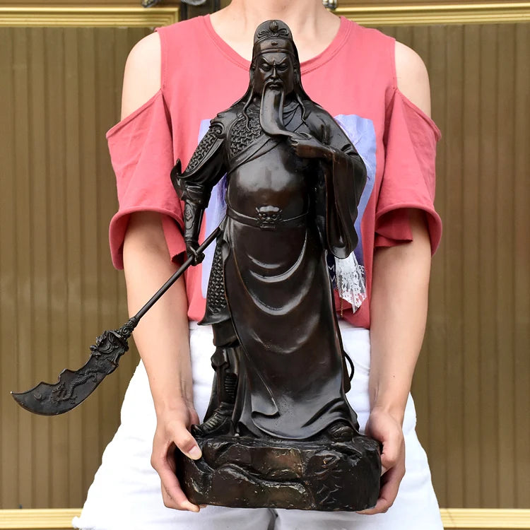 55CM huge home Lobby shop company hall efficacious bring fortune Martial god of wealth guan gong Guandi FENG SHUI bronze statue