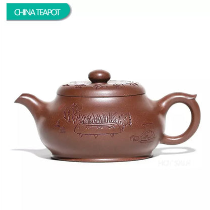 160ml Chinese Yixing Handmade Purple Clay Teapots Famous Artists Traditional Hand-carved Tea Pot Kettle Authentic Zisha Tea Set
