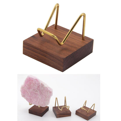 Metal Arm Wooden Display Stand Rack for Gemstone Mineral Home Decoration