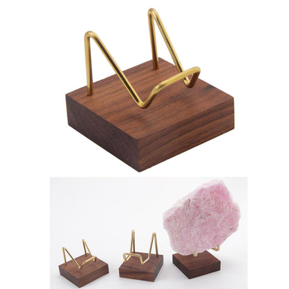 Metal Arm Wooden Display Stand Rack for Gemstone Mineral Home Decoration