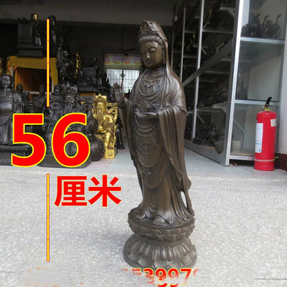 56CM Huge large -HOME SHOP Temple Lobby Safety Health GOOD luck efficacious Protection Lotus Guanyin Buddha bronze statue