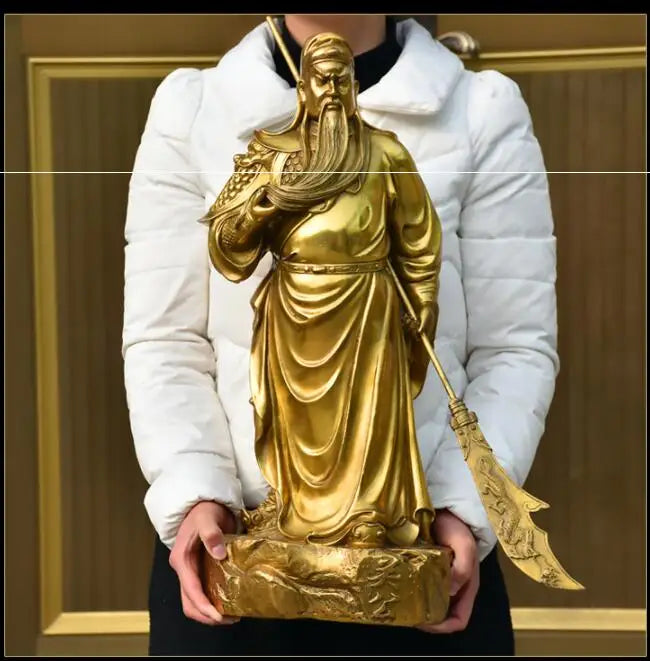 56CM huge #home Lobby The entrance-hall efficacious  Money Drawing Martial god of wealth guan gong Guandi FENG SHUI brass statue