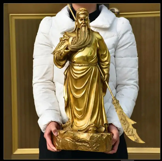 56cm LARGE # office home efficacious Talisman Protection # Money Drawing Martial god of wealth GUAN GONG Guandi BRASS statue