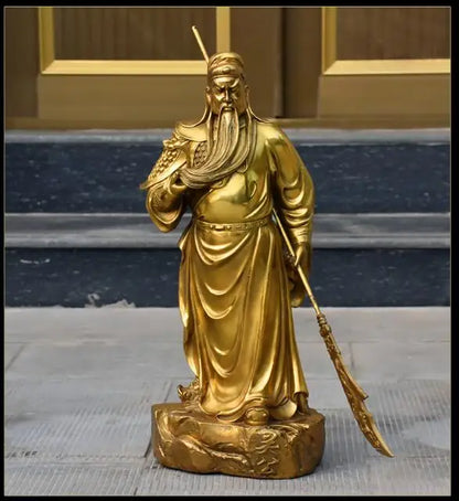 56cm LARGE # office home efficacious Talisman Protection # Money Drawing Martial god of wealth GUAN GONG Guandi BRASS statue