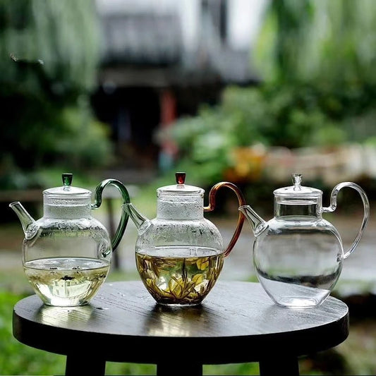 570ml Imitation Song Dynasty Small Glass Teapot with Filter Heat Resistance Gong Fu Flower Tea Maker Teaset Container Teaware