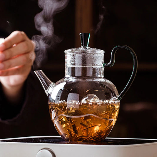 570ml Imitation Song Dynasty Small Glass Teapot with Filter Heat Resistance Gong Fu Flower Tea Maker Teaset Container Teaware
