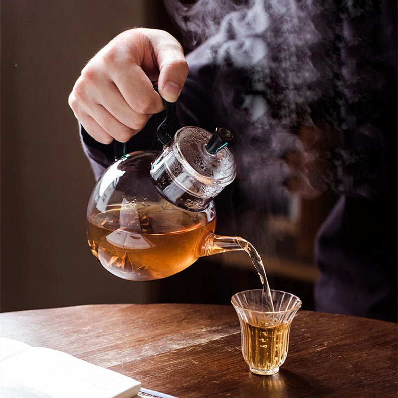 570ml Imitation Song Dynasty Small Glass Teapot with Filter Heat Resistance Gong Fu Flower Tea Maker Teaset Container Teaware