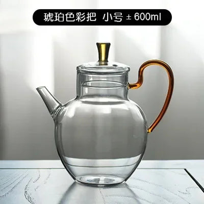 570ml Imitation Song Dynasty Small Glass Teapot with Filter Heat Resistance Gong Fu Flower Tea Maker Teaset Container Teaware