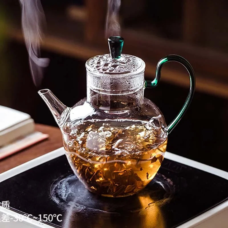 570ml Imitation Song Dynasty Small Glass Teapot with Filter Heat Resistance Gong Fu Flower Tea Maker Teaset Container Teaware