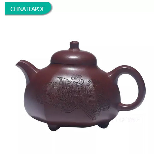 300ml Chinese Yixing High-end Purple Clay Teapots Large Capacity Famous Handmade Three-legged Shape Tea Pot Kettle Zisha Tea Set