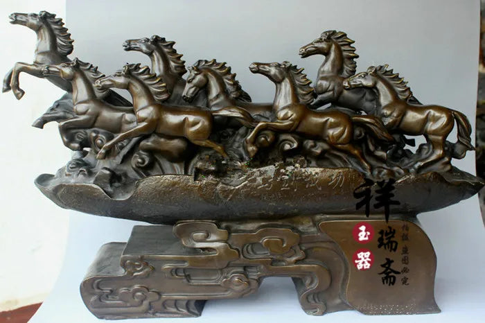 57CM huge # 2020home office Shop company thriving business Good luck Success 8 horses bronze Sculpture  art Ornament talisman