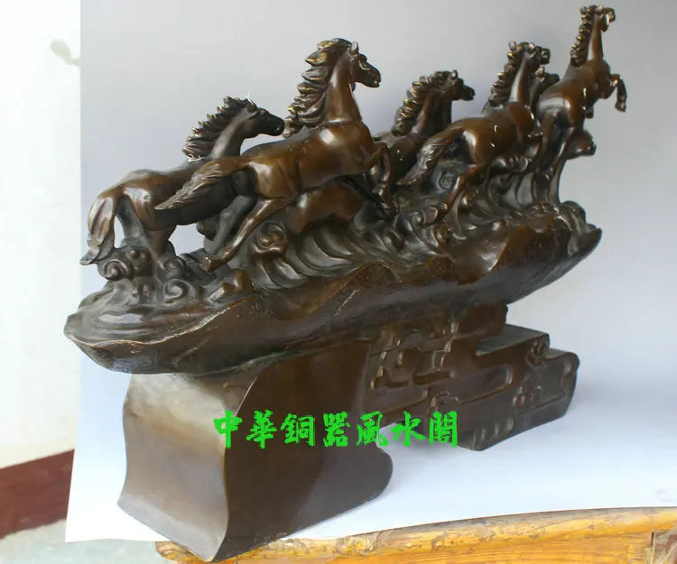 57CM huge # 2020home office Shop company thriving business Good luck Success 8 horses bronze Sculpture  art Ornament talisman