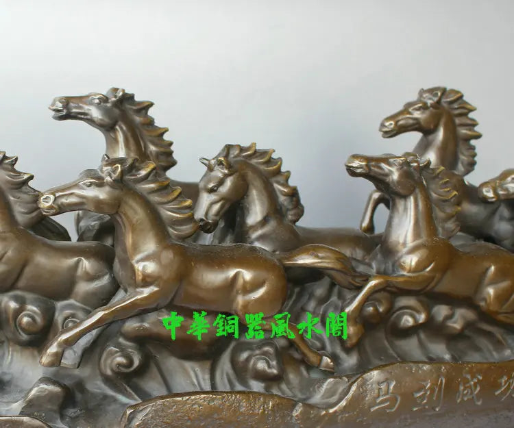 57CM huge # 2020home office Shop company thriving business Good luck Success 8 horses bronze Sculpture  art Ornament talisman