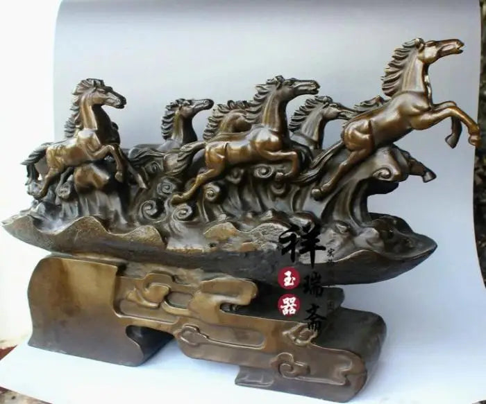 57CM huge # 2020home office Shop company thriving business Good luck Success 8 horses bronze Sculpture  art Ornament talisman