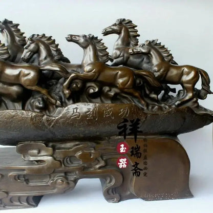 57CM huge # 2020home office Shop company thriving business Good luck Success 8 horses bronze Sculpture  art Ornament talisman