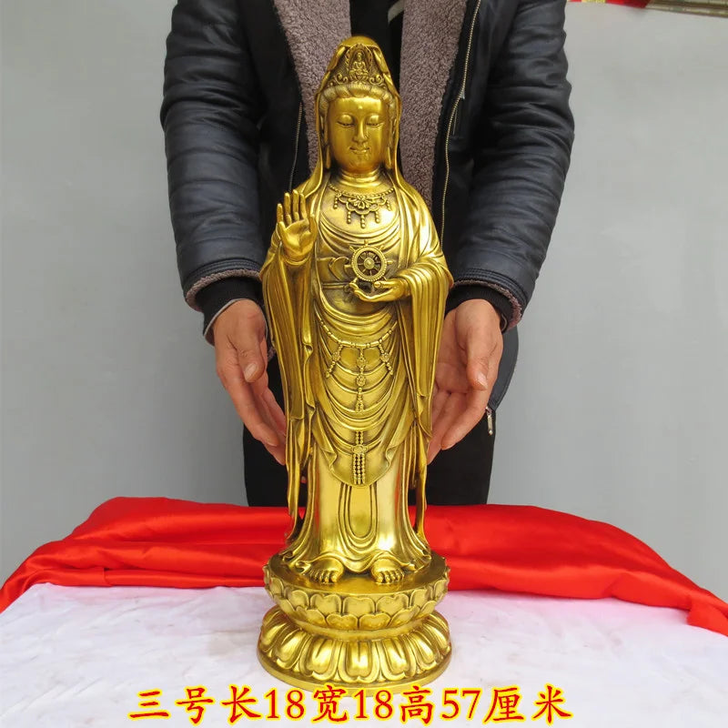 57CM large HOME Temple Altar Worship Safe healthy Efficacious protection Goddess Guanyin buddha image COPPER statue 50% OFF