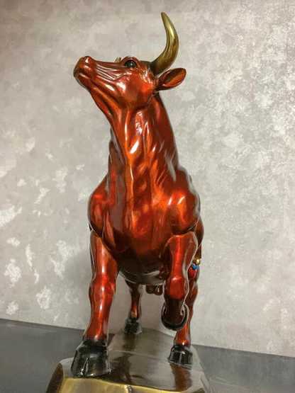 Bull Figurines Retro Brass Statue Desktop Decoration Feng Shui Home Decor niu OX