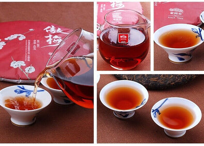 2015 haiwan LAO TONG ZHI Puer Tea Cake,plum blossom Ripe AO MEI Pu erh tee, 400g