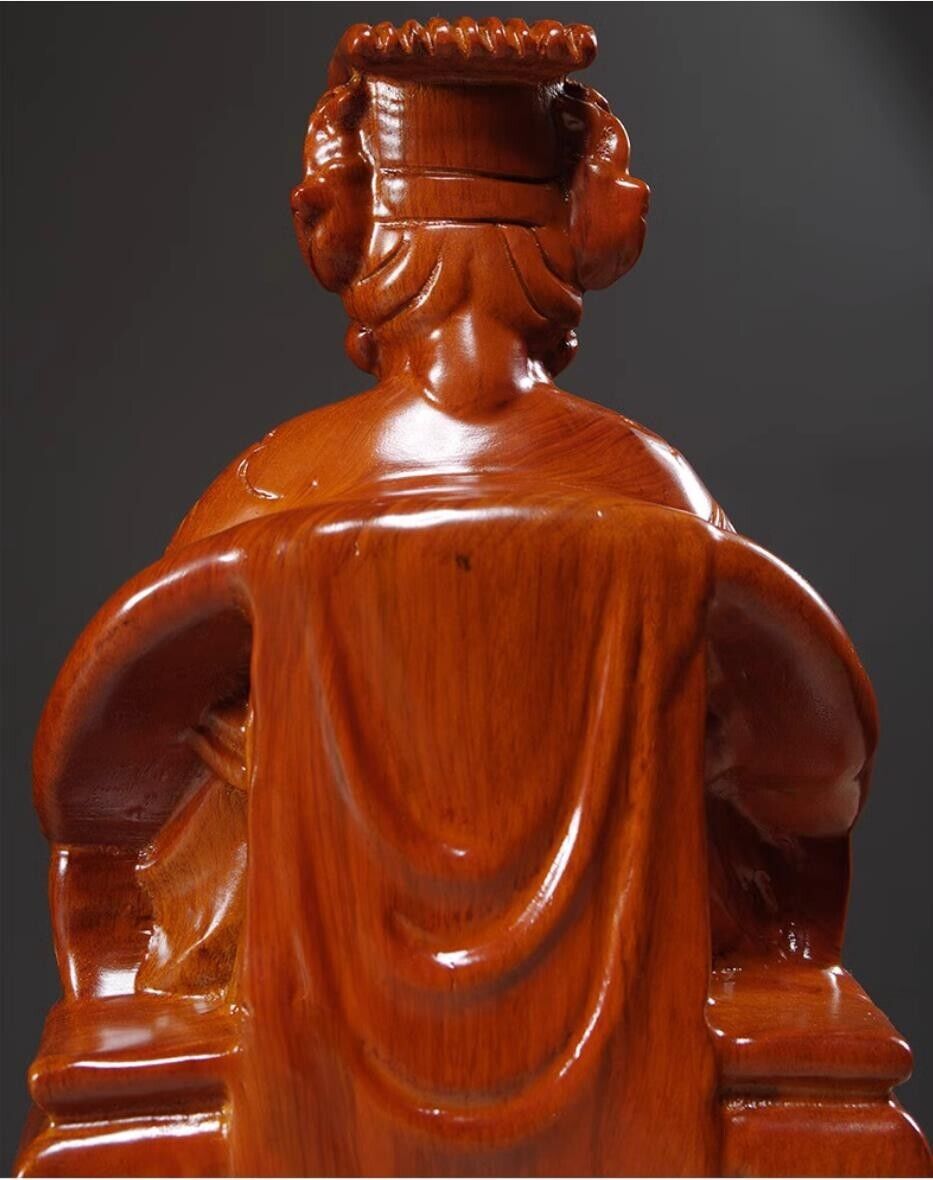 25cm,rosewood MAZU Statue Carved,CHINA Taoism God Matsu Sit FOLK Goddess Sea 妈祖