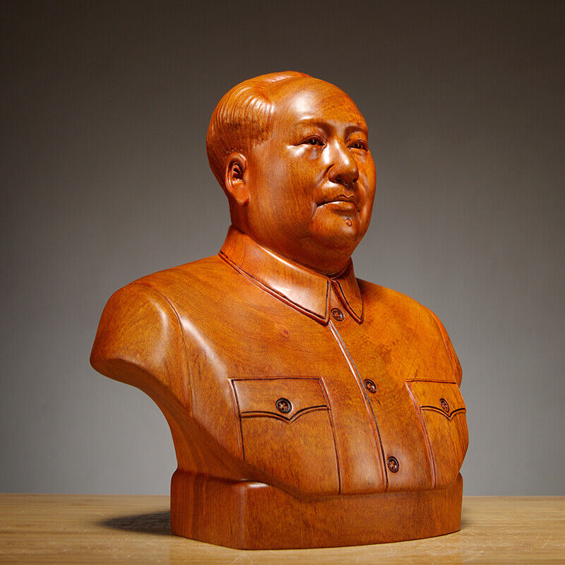 Chinese Former state President Chairman Mao Zedong sculpture statue rosewood 毛泽东