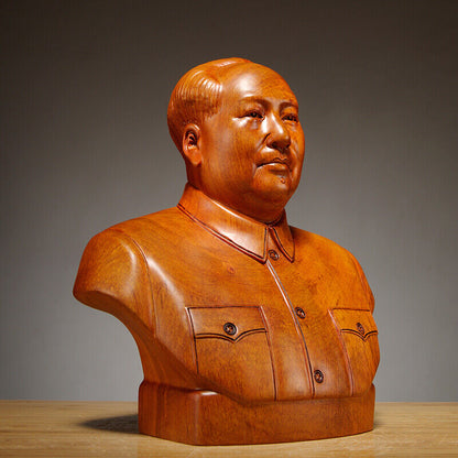 Chinese Former state President Chairman Mao Zedong sculpture statue rosewood 毛泽东