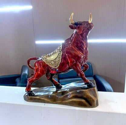 pure Brass Bull Figurine Statue Home Office Decoration Animal Figurines ox bossy