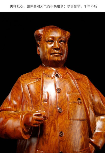 61cm, China Leader Chairman Mao Zedong sculpture statue wood rosewood zhuxi 毛主席