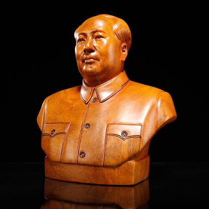 Chinese Former state President Chairman Mao Zedong sculpture statue rosewood 毛泽东