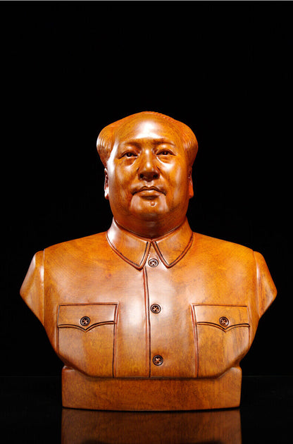 Chinese Former state President Chairman Mao Zedong sculpture statue rosewood 毛泽东