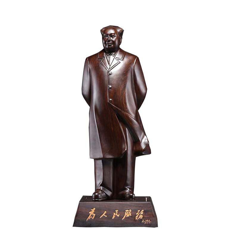 African ebony China Leader Chairman Mao Zedong stand sculpture statue wood 毛泽东主席