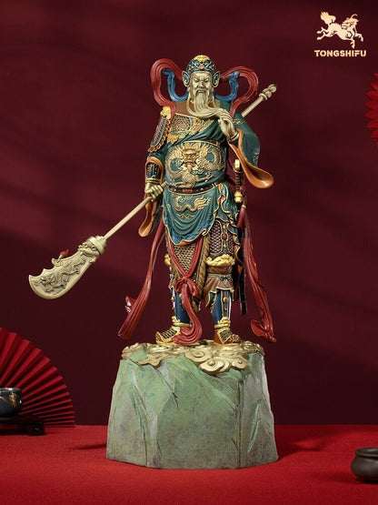 64 cm,brass copper folk wealth God Guan Gong guanyu statue Hold Knife Warrior 关公