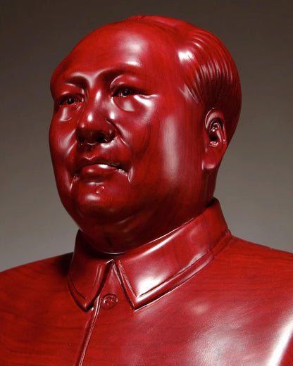 Half body China Leader Chairman Mao Zedong sculpture statue Red pear Safflower