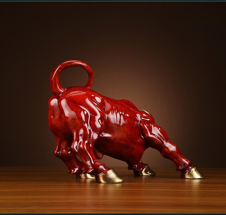 20kg, China Feng Shui Brass copper Stock Wall Street Ox Bovine Oxen Bull statue