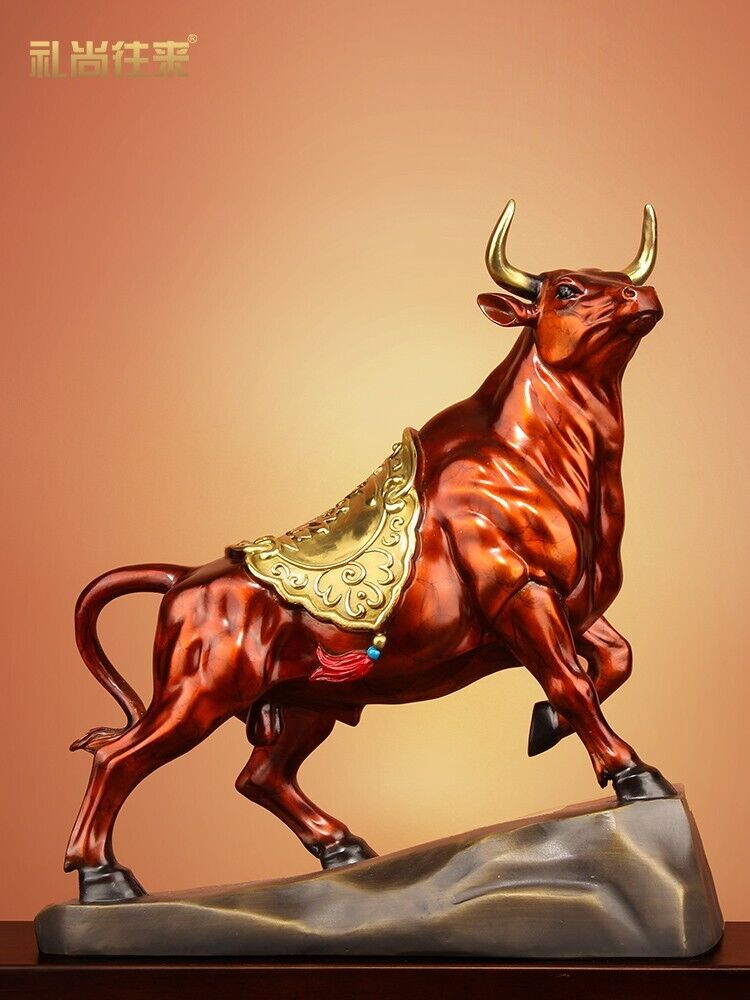 pure Brass Bull Figurine Statue Home Office Decoration Animal Figurines ox bossy