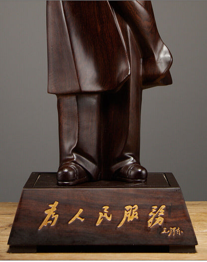 African ebony China Leader Chairman Mao Zedong stand sculpture statue wood 毛泽东主席