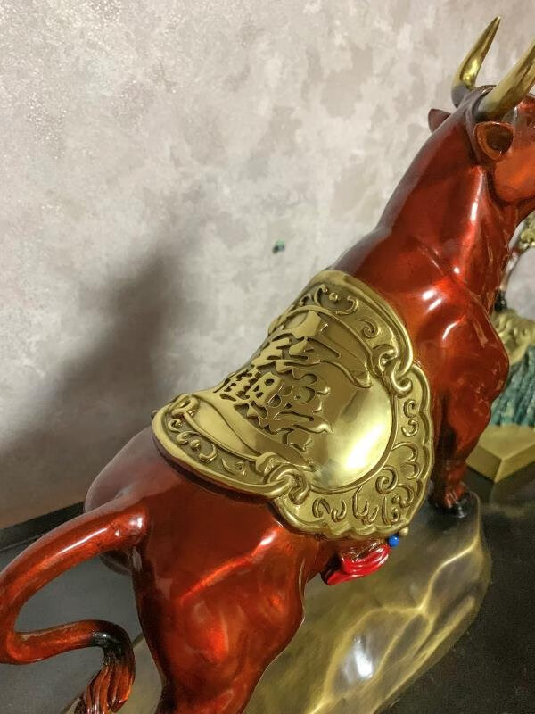 pure Brass Bull Figurine Statue Home Office Decoration Animal Figurines ox bossy