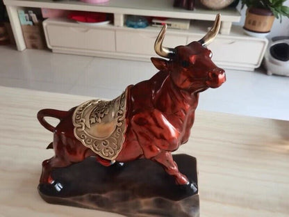 pure Brass Bull Figurine Statue Home Office Decoration Animal Figurines ox bossy