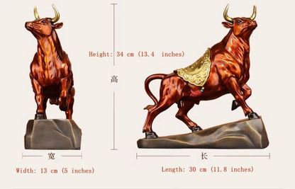 pure Brass Bull Figurine Statue Home Office Decoration Animal Figurines ox bossy