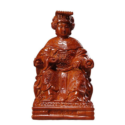 25cm,rosewood MAZU Statue Carved,CHINA Taoism God Matsu Sit FOLK Goddess Sea 妈祖