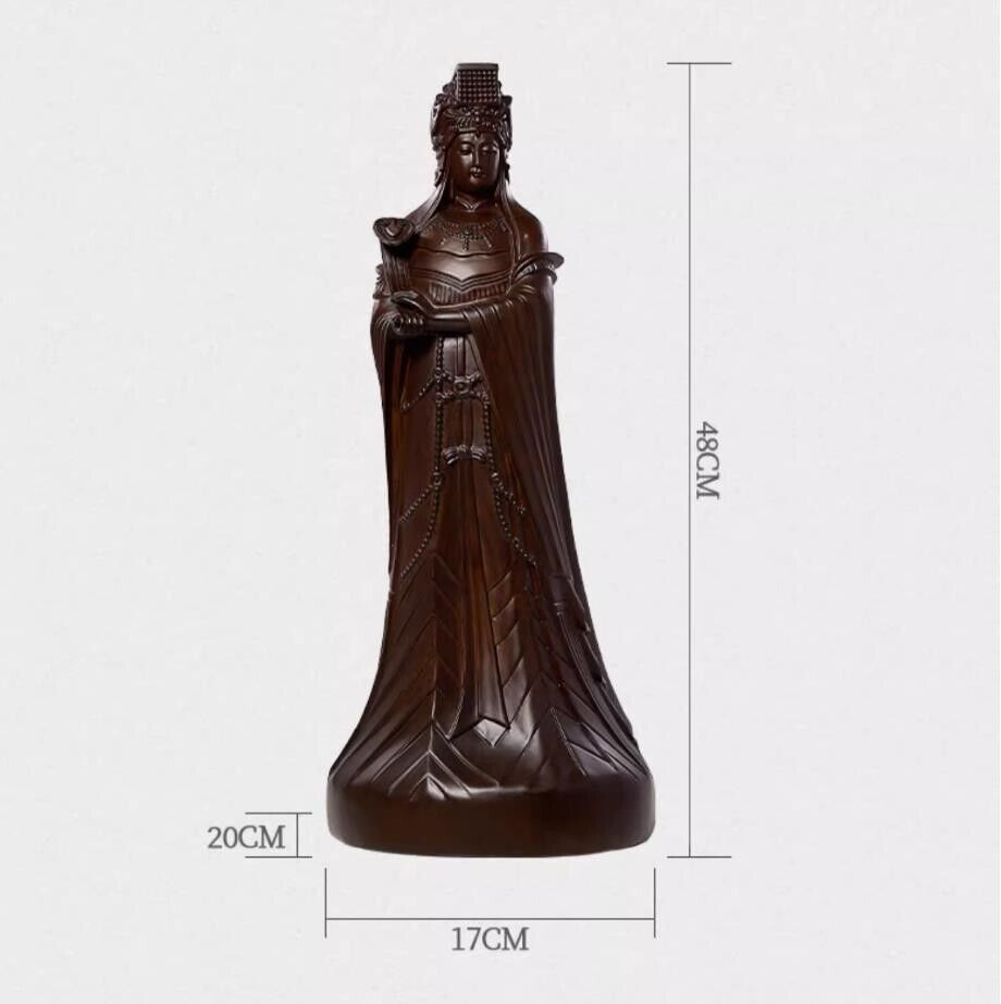 48cm,Ebony Wood Chinese MAZU Statue Carved,Taoism Myth Matsu FOLK Goddess Sea 妈祖