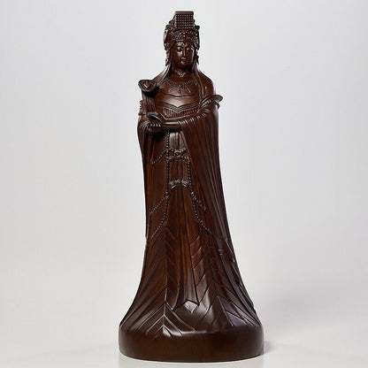 48cm,Ebony Wood Chinese MAZU Statue Carved,Taoism Myth Matsu FOLK Goddess Sea 妈祖