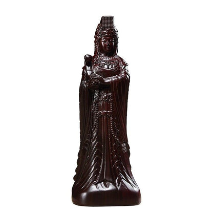 11.8",Ebony Wood MAZU Statue Carved,CHINA Taoism Matsu ruyi FOLK Goddess Sea 妈祖