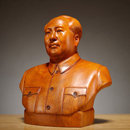 Chinese Former state President Chairman Mao Zedong sculpture statue rosewood 毛泽东