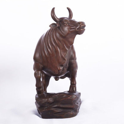 12 inch,Bull Figurines Retro Brass Statue Desktop Decoration FengShui Home Decor