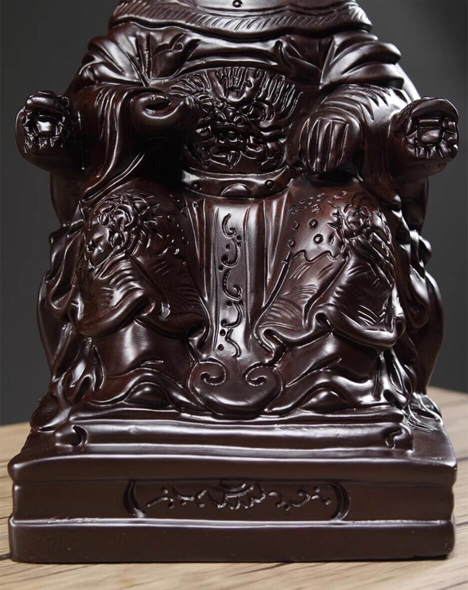 25cm,Ebony Wood MAZU Statue Carving,CHINA Taoism Matsu Sit FOLK Goddess Sea 妈祖神像