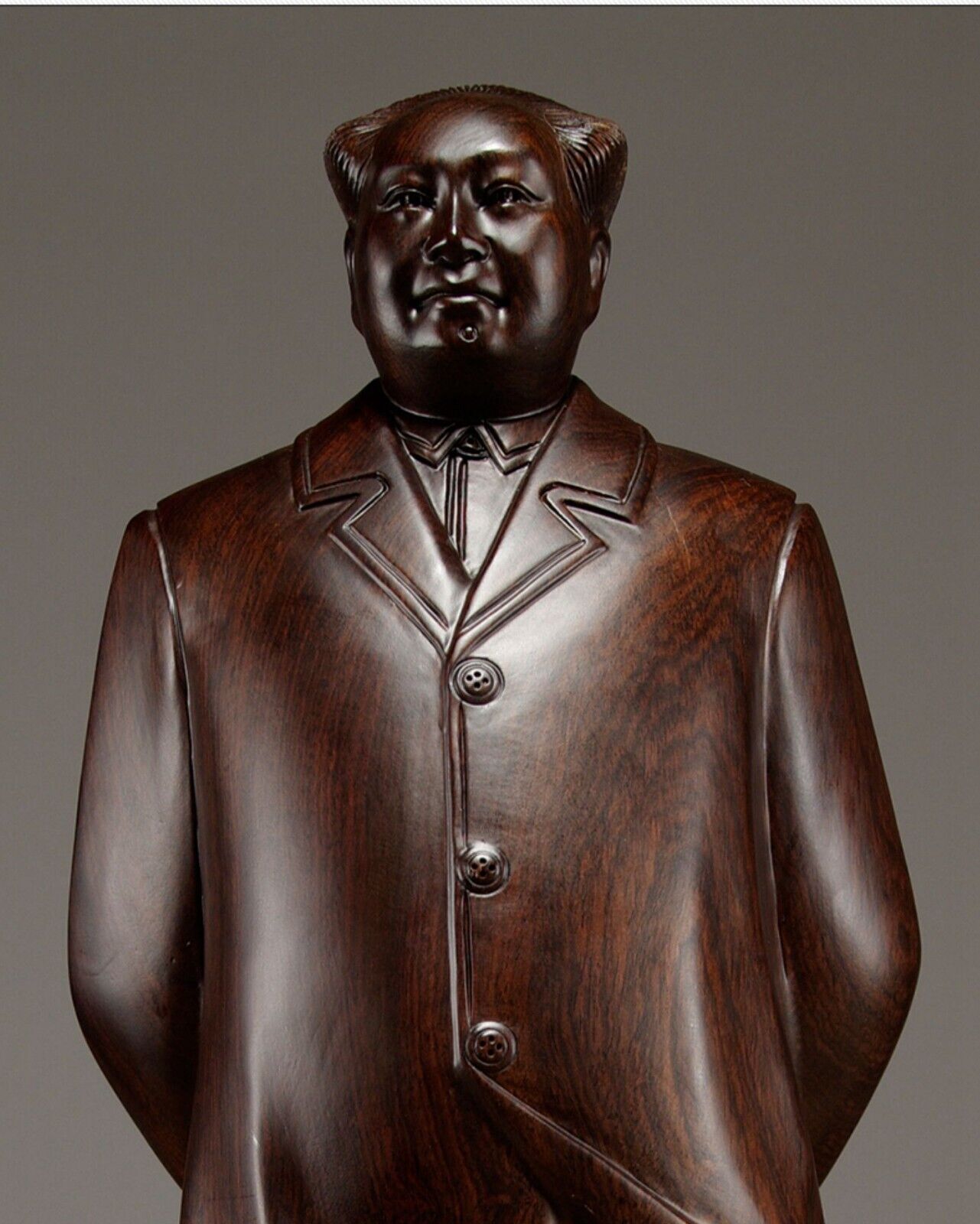 African ebony China Leader Chairman Mao Zedong stand sculpture statue wood 毛泽东主席