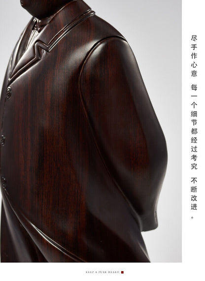 African ebony China Leader Chairman Mao Zedong stand sculpture statue wood 毛泽东主席